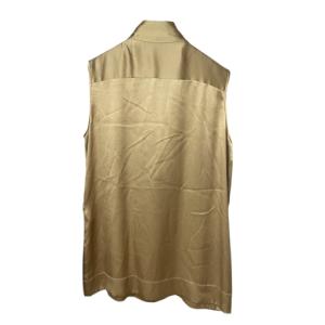 LANVIN シルク ノースリーブ ボウタイブラウス シャツ ピンタック 38 ゴールド系