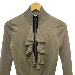 LANVIN ウール ニット フリル ハーフジップ 長袖 S グレー系