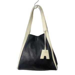 AKRIS アレックス スモール ハンドバッグ トートバッグ レザー 黒 ブラック ホワイト