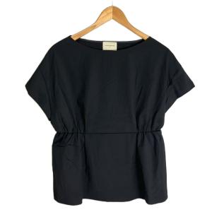 ギャザー 半袖 ブラウス シャツ 38 黒 ブラック 1599-257-6472