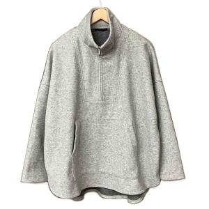 Wフェイスzipブルゾン ハーフジップ トレーナー 長袖 ハイネック オーバーサイズ 無地 1 グレー