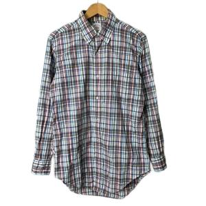 チェック ボタンダウン シャツ 長袖 15 1/2R ブルー レッド マルチカラー