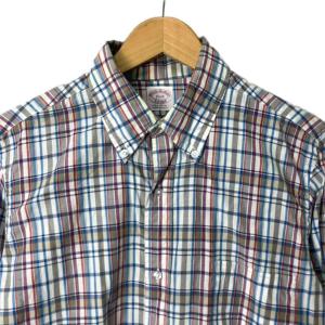 Brooks Brothers チェック ボタンダウン シャツ 長袖 15 1/2R ブルー レッド マルチカラー