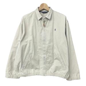 スウィングトップジャケット ブルゾン ロゴ刺繍 L ベージュ AA