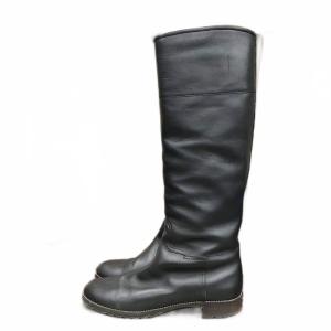 レザー ロングブーツ 38.5 24.5cm 黒 ブラック
