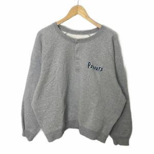 スウェット トレーナー ヘンリーネック ラグランスリーブ ロゴ 長袖 L グレー