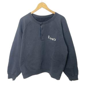 スウェット トレーナー ヘンリーネック ラグランスリーブ ロゴ 長袖 L 紺 ネイビー