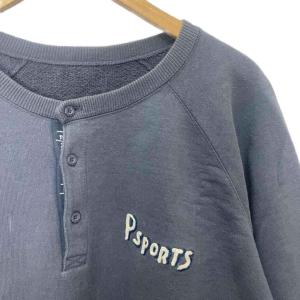 Papas スウェット トレーナー ヘンリーネック ラグランスリーブ ロゴ 長袖 L 紺 ネイビー