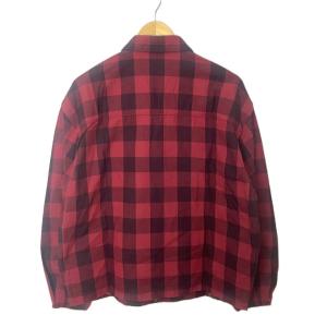 Papas チェック ブルゾン ジャケット ロゴ刺繍 M 赤 レッド