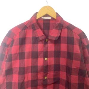 Papas チェック ブルゾン ジャケット ロゴ刺繍 M 赤 レッド