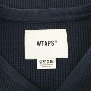 WTAPS WAFFLE LS COPO Tシャツ カットソー 長袖 クルーネック ワッフル地 ロゴ刺繍 03 紺