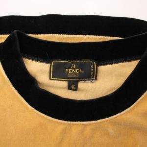 FENDI ヴィンテージ ベロアTシャツ カットソー 長袖 ロゴ 46 ベージュ /KH