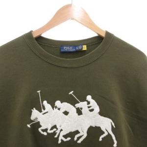 POLO RALPH LAUREN スウェット トレーナー 長袖 裏起毛 XL カーキ ロゴ刺繍 ビッグトリプルポニー /GV GY19