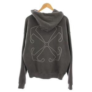 Off-White プルオーバー パーカー M グレー ウォッシュ加工 OMBB085F24FLE007