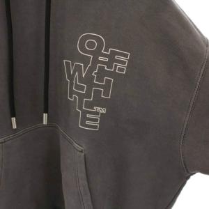 Off-White プルオーバー パーカー M グレー ウォッシュ加工 OMBB085F24FLE007