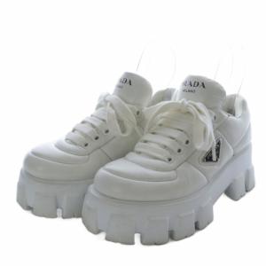 PRADA 119 モノリス パデッドナッパレザー トライアングルプレート スニーカー 36.5