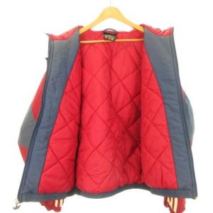 adidas ヴィンテージ 万国旗タグ 中綿ジャケット フーディー ジップアップ トレフォイル ロゴ刺繍 M 紺 ネイビー