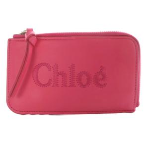 ロゴ刺繍 スモールパース カードケース コインケース 小銭入れ レザー ピンク /YO20 SH OH