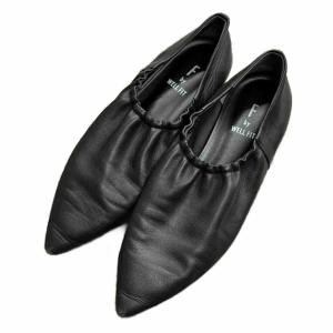 F by WELLFIT レザー フラットパンプス 23.5 黒 ブラック