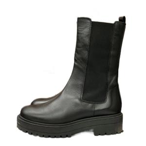 サイドゴアブーツ レザー ショートブーツ 38 24.0cm 黒 ブラック 7359