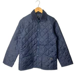 キルティングジャケット 長袖 コーデュロイ スナップボタン ナイロン 紺 ネイビー W-L-8074-02