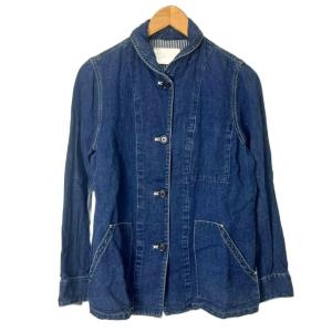 リネン混 デニムジャケット カバーオール Gジャン 青 インディゴ 2-2040-0102-1