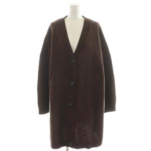 Knit Cardigan カーディガン ロング丈 ウール XS 茶 ブラウン 20-080-570-0002-1-0