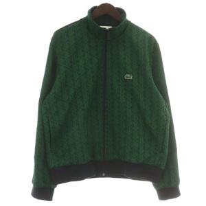 モノグラムジャカードトラックジャケット ハイネック ジップアップ 総柄 ロゴ ワッペン L 緑 グリーン