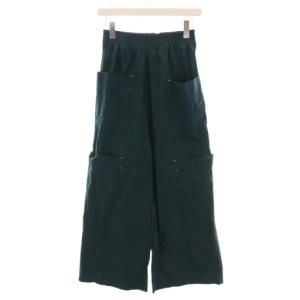 24SS Washedタイプライター タックゴムカーゴ パンツ ワイド S 緑 ダークグリーン 470HS431-2010