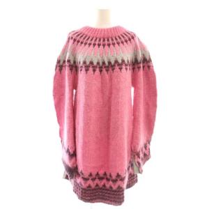 FAIR ISLE KNIT ドッキングワンピース S ピンク グレー ノルディック