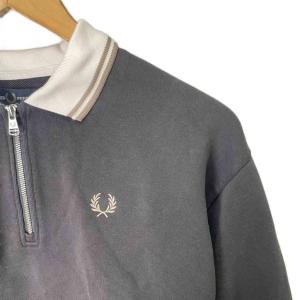FRED PERRY ジップ ネック カラー スウェットシャツ ポロシャツ ハーフジップ 長袖 G1149 US 6 グレー