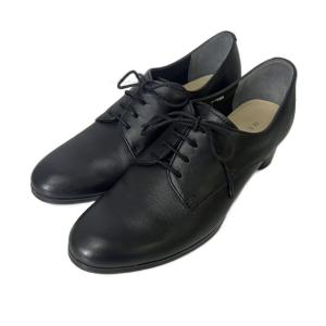 レースアップ シューズ ヒールシューズ プレーントゥ レザー 23.5cm ブラック