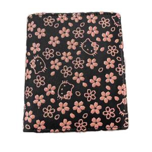 ×ハローキティ 二つ折り財布 ウォレット 花柄 レザー 小銭入れ 札入れ ブラック