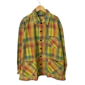 シャツ シャツジャケット カジュアル チェック 長袖 L イエロー グリーン マルチカラー