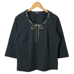 リボン Uネック 7分袖 カットソー レースアップ 刺? 5 黒 ブラック FA702-058-09 GY14