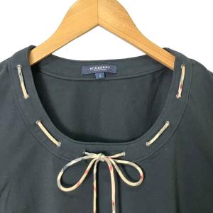 BURBERRY LONDON リボン Uネック 7分袖 カットソー レースアップ 刺? 5 黒 ブラック FA702-058-09 GY14