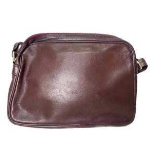 Longchamp レザー ショルダーバッグ 斜めかけ ロゴ 赤茶 ボルドー系 GY14