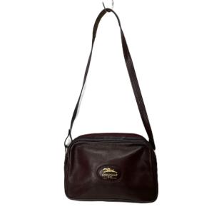 Longchamp レザー ショルダーバッグ 斜めかけ ロゴ 赤茶 ボルドー系 GY14