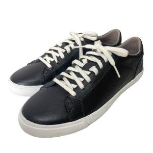 ローカット スニーカー シューズ ロゴ レザー 6.5 ブラック GY14