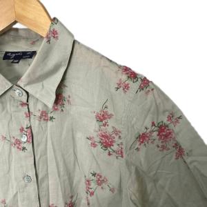 agnes b. シャツ ブラウス 花柄 長袖 38 グリーン ピンク GY14