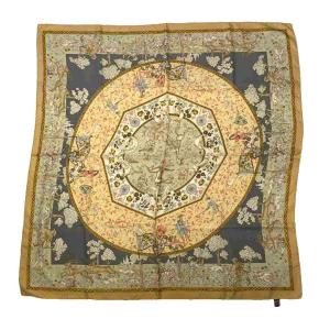 シルク スカーフ ストール 大判 総柄 アニマルプリント ベージュ ブラウン マルチカラー GY14