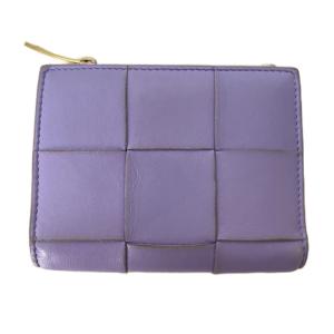 BOTTEGA VENETA カセット マキシ イントレチャート 二つ折り財布 パープル