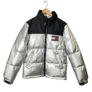 JEANS メタリック 中綿ジャケット 上着 ジャンパー スタンドカラー S シルバーカラー ブラック