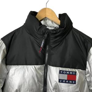 TOMMY JEANS メタリック 中綿ジャケット 上着 ジャンパー スタンドカラー S シルバーカラー ブラック