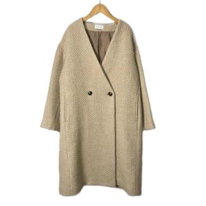 ダブルブレストロングコート コート ロング丈 L ベージュ