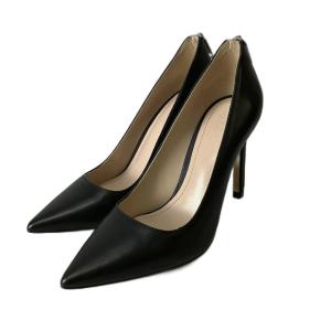 レザーパンプス ハイヒール バックジッパー 38 ブラック