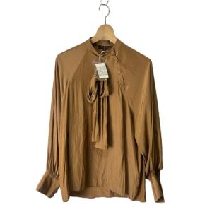 タグ付き バンドカラーシャツ ロングスリーブ 長袖 S 茶 ブラウン GY43