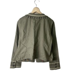 VIVIENNE TAM スタッズジャケット ノーカラー リネン混 長袖 1 カーキ  GY43