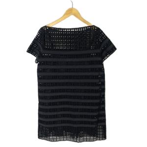 sacai ワンピース 刺繍 レース かぎ編み 半袖 ひざ丈 3 15SSLU934 ブラック GY43