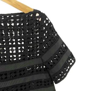 sacai ワンピース 刺繍 レース かぎ編み 半袖 ひざ丈 3 15SSLU934 ブラック GY43
